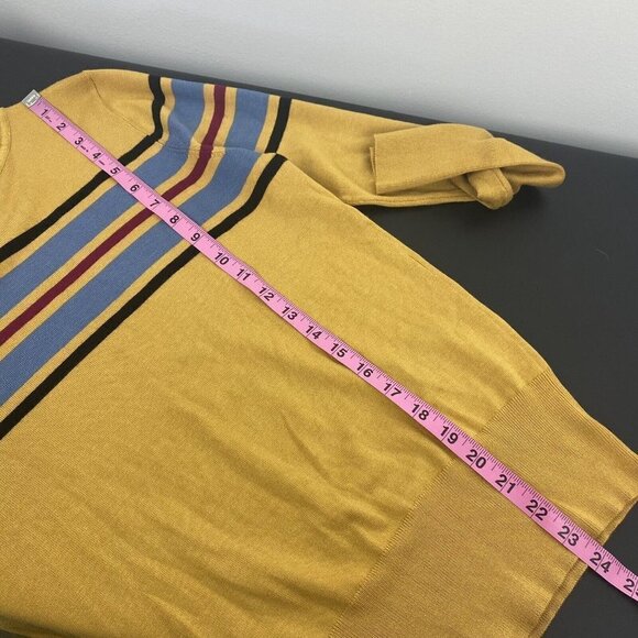 Code x Mode Women's Pullover Mock Neck Sweater Size M Mustard Striped - Picture 6 of 7